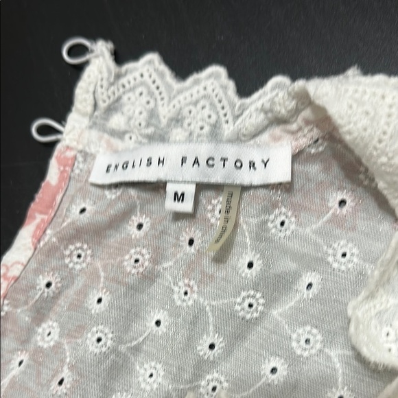 English Factory Cream Ruffled Blouse with Flutter Sleeves. Size Medium - Picture 2 of 5